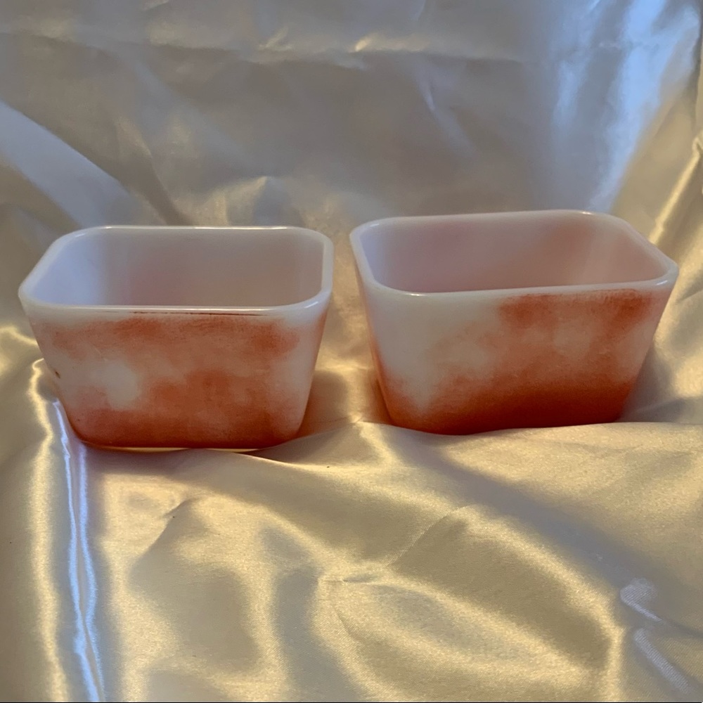 2 Small Vintage Pyrex 0501 Rectangular Dish - Refrigerator Dish - Pink - MCM